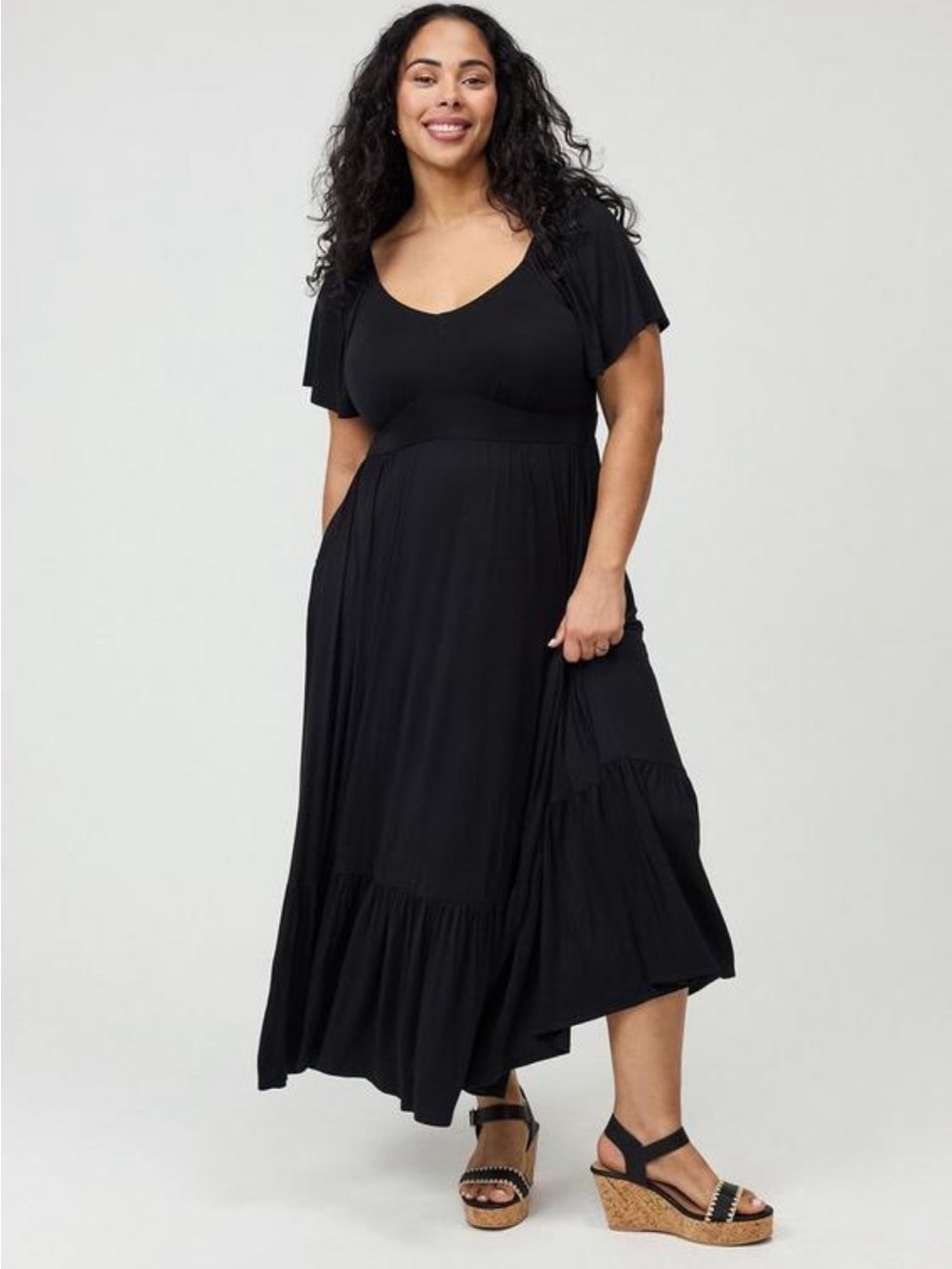 torrid Deep Burgundy Maxi Dress with Flutter Sleeves - Picture 3 of 3